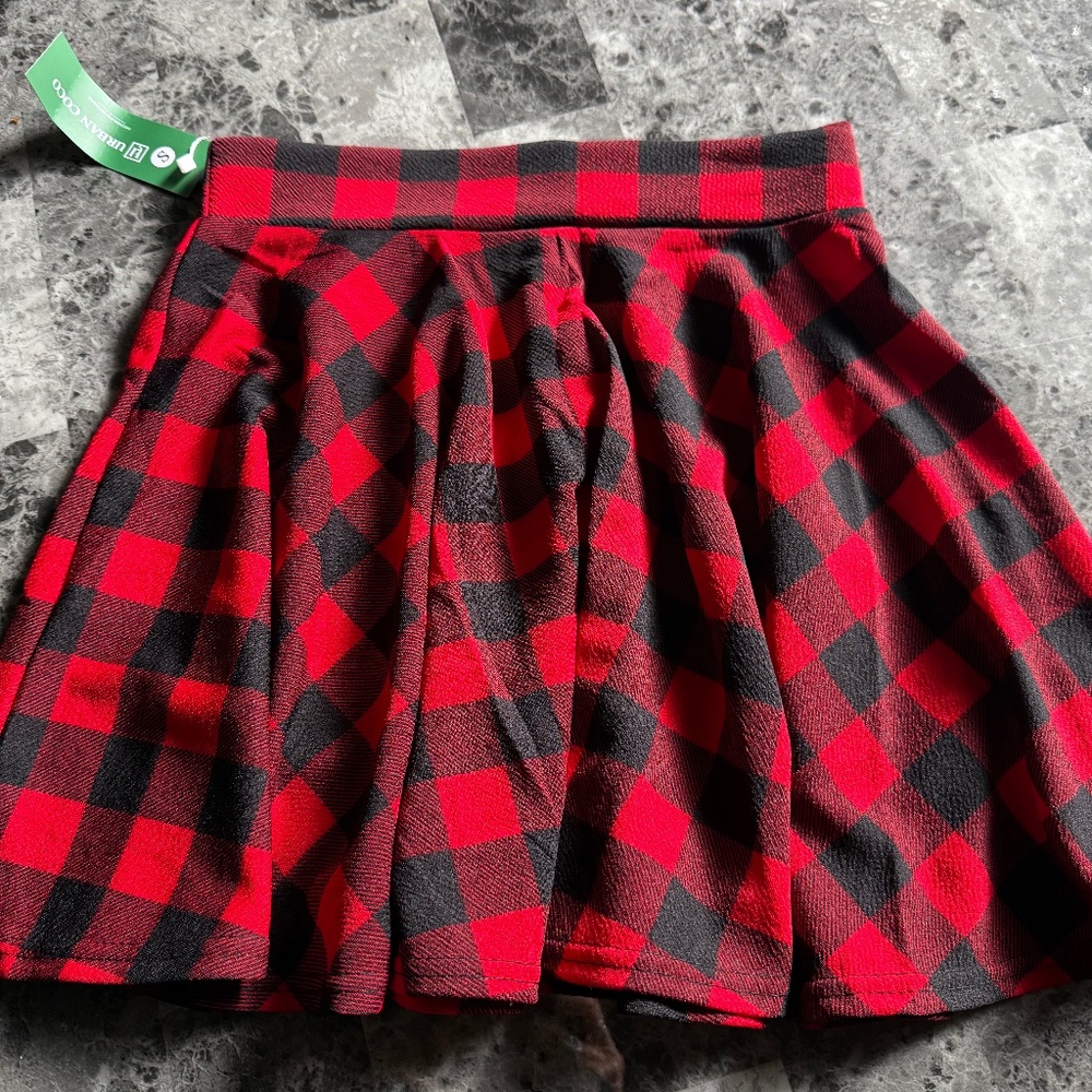 Red & Black plaid skater skirt